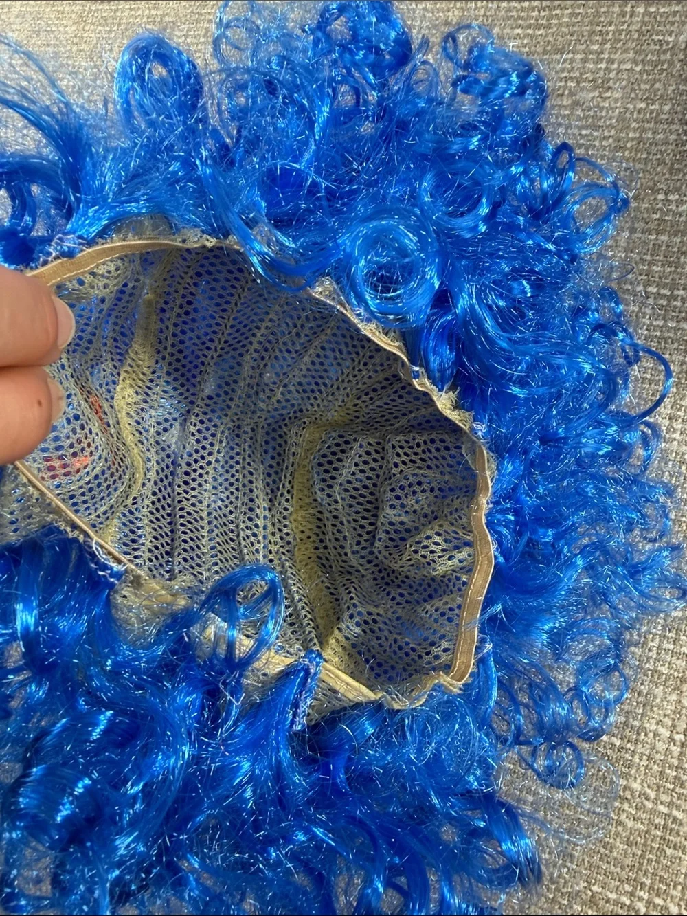 Bright Royal Blue Curly hair wigs for thing one and thing two dr. Seuss